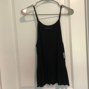 Black spaghetti strap peplum American eagle top